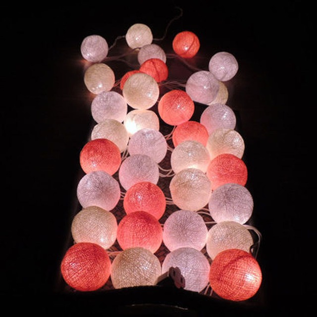 20 ピース 5 センチ綿ボールスタイルフェアリーストリングライトナヴィダード 2 メートルオレンジ/クリーム/ホワイト花輪パーティークリスマスのテーブルの木の装飾