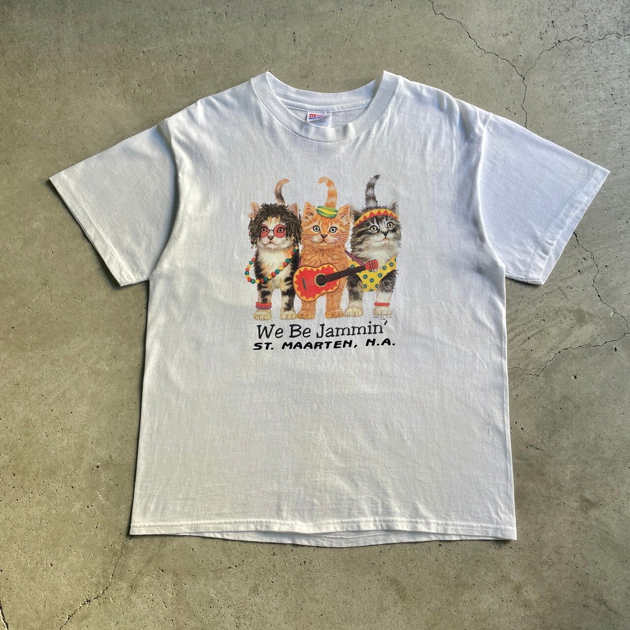 90年代 WILD SIDE 猫 レゲエ アート アニマル プリントTシャツ メンズL