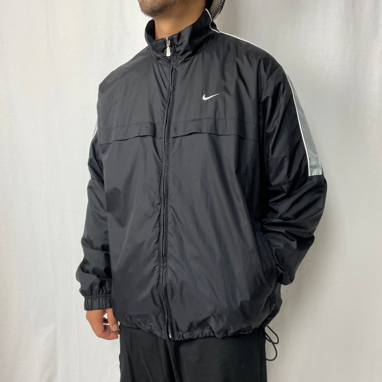 00年代 NIKE ナイキ ラインデザイン ナイロン トラックジャケット 