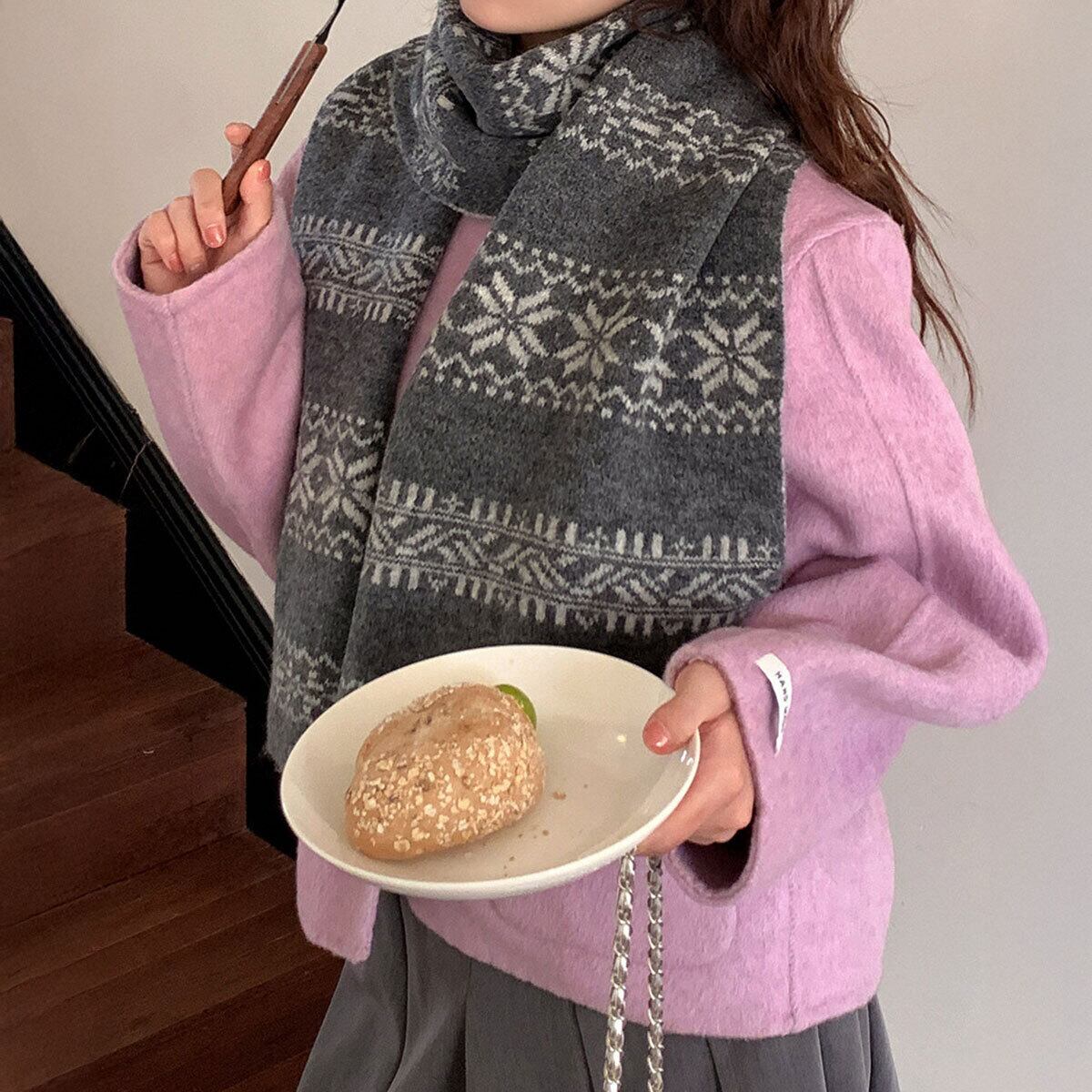 ノルディック柄 北欧風 マフラー 防寒 保温 レディース 秋冬 おしゃれ きれいめ 大人 かわいい プレゼント ギフト クリスマス 誕生日 大人可愛い 大人女子