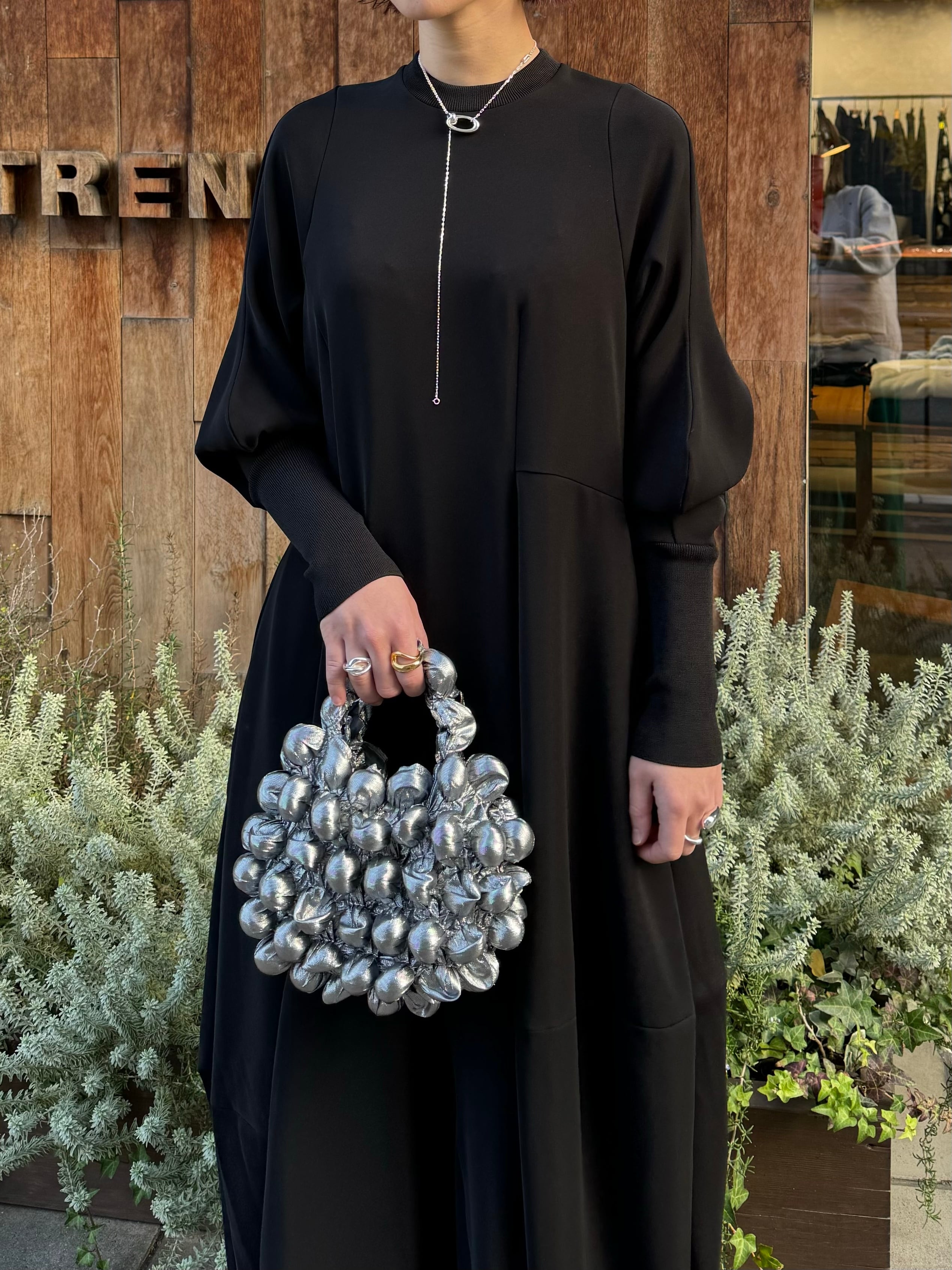 ENFOLD CURVE-SLEEVE ASYMMETRY-DRESS ENFOLD - 【ENFOLD】CURVE