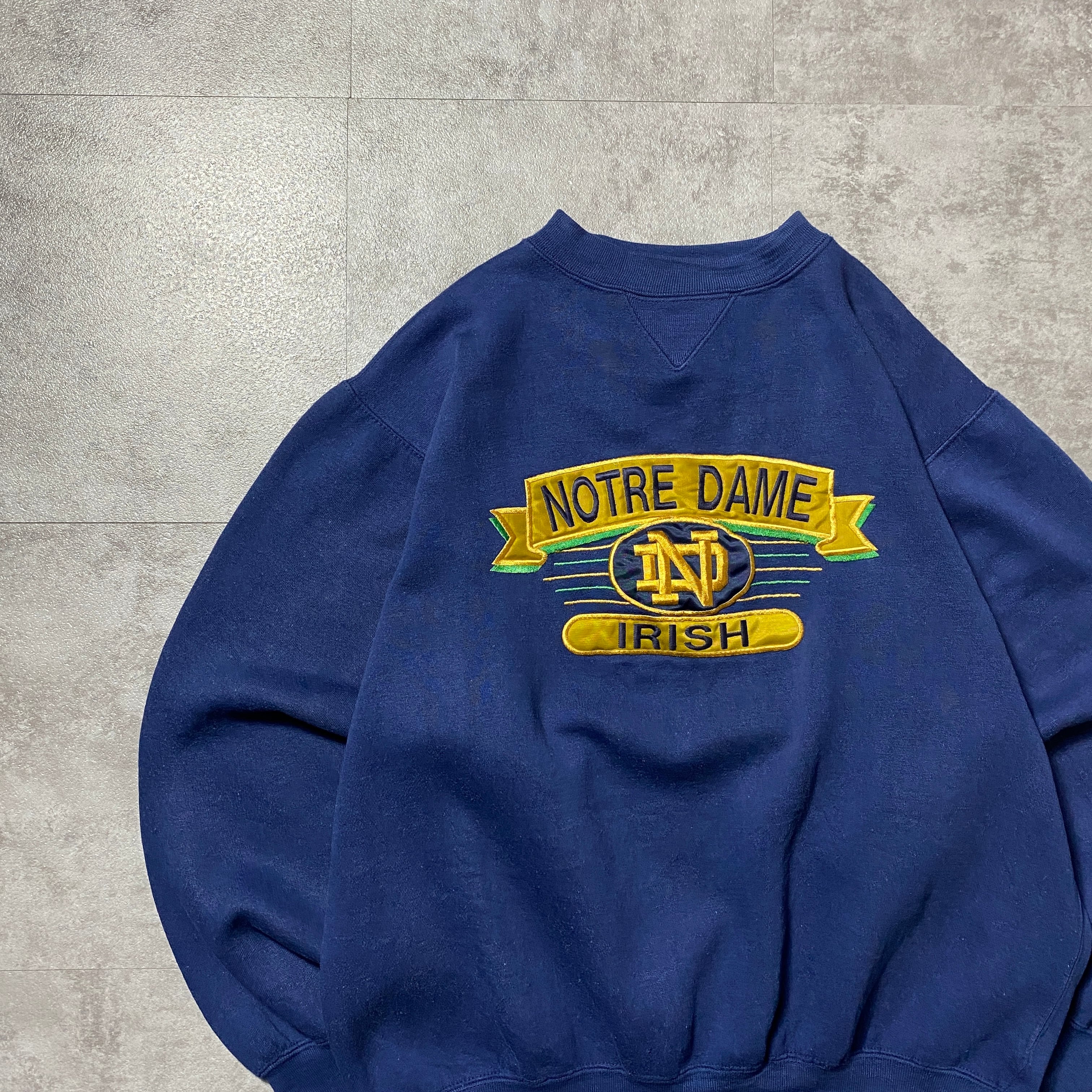 AD1990 ギャルソン オム プリュス キルティング スウェット 紺色 90's MIDWEST NORTRE DAME IRISH ノートルダム大学 刺繍カレッジロゴ