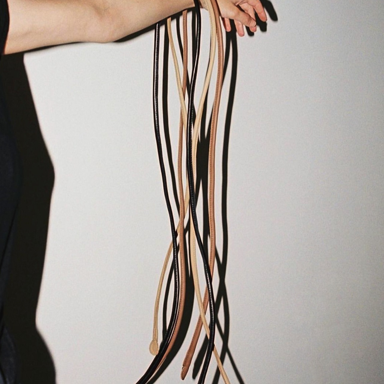 Leather-like Skinny Long Belt  T4442