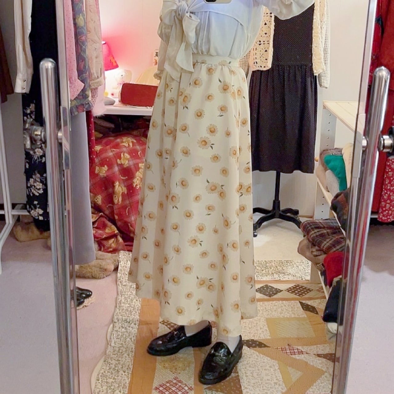 cream marguerite gather skirt