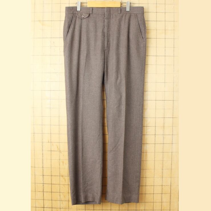 70s 80s USA製 Haggar ウール パンツ スラックス ブラウン W34相当 5