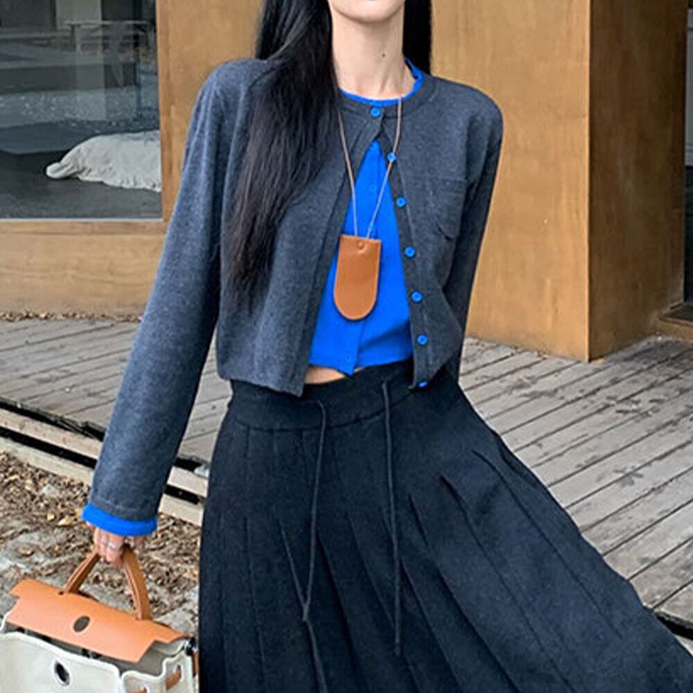 【送料無料】 レイヤード風 ニット カーディガン 重ね着 レディース 春秋 韓国 トップス 羽織り きれいめ 大人 カジュアル おしゃれ 切り替え 配色 長袖 ニットカーディガン 大人可愛い 大人女子