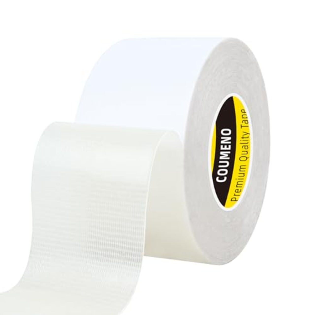 COUMENO ファブリックテープ両面、耐用テープ、超粘着透明、手ではがせる跡テープ、壁飾り、ラグ、服など ホワイト(長さ10m、幅40mm)