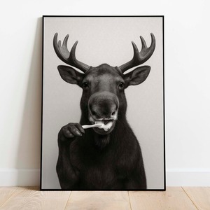 クスッと笑える トナカイ 歯磨き 誘導ポスター シンプル ポスター インテリア