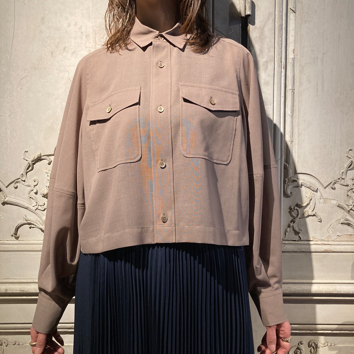 HYKE【ハイク】 T/W VOILE BALLOON SLEEVE CROPPED SHIRT (15257 