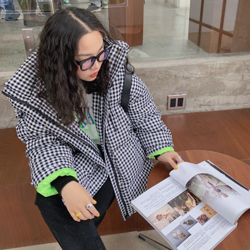 2023年 美品 ギンガムチェック ラバーネーム使いダウンジャケット①