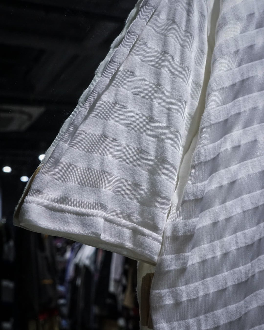 add (C) vintage】“PERRY ELLIS” Horizontal Stripe Vintage S/S Sheer
