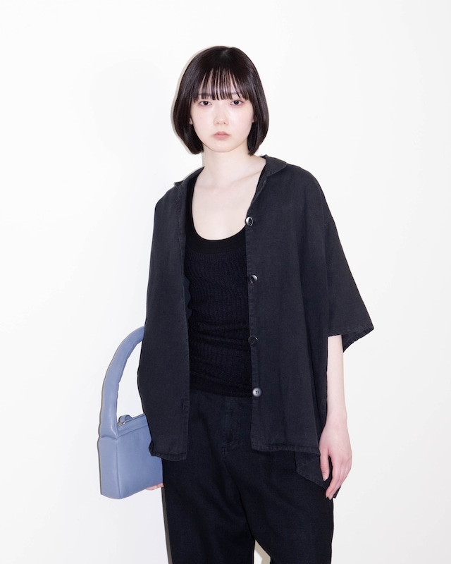1990s FLAX by Jeanne Engelhart - open collar wide linen shirt jacket