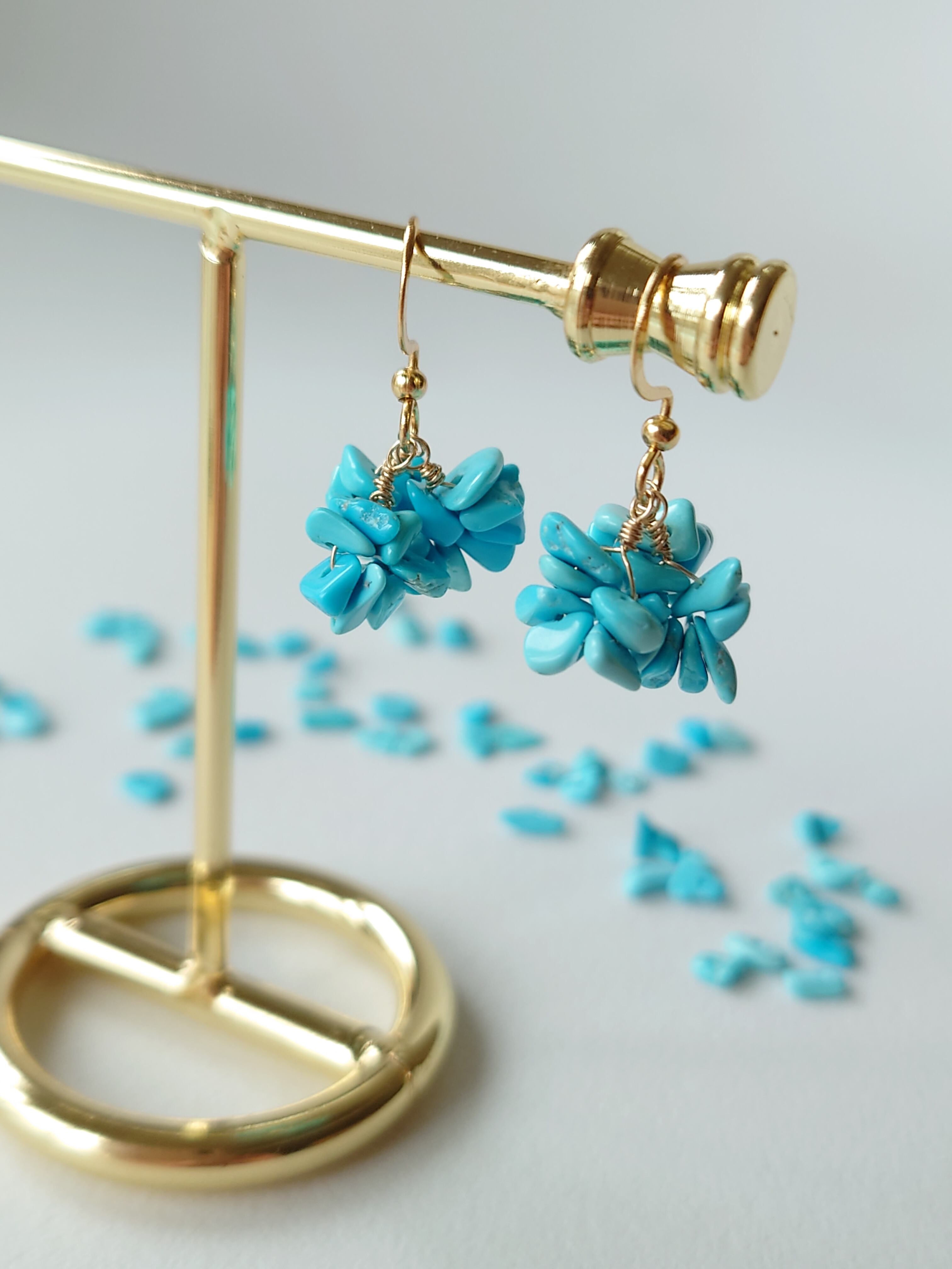 海のピアス 天然石ブルーカルセドニー イヤリング | pocotaro jewelry