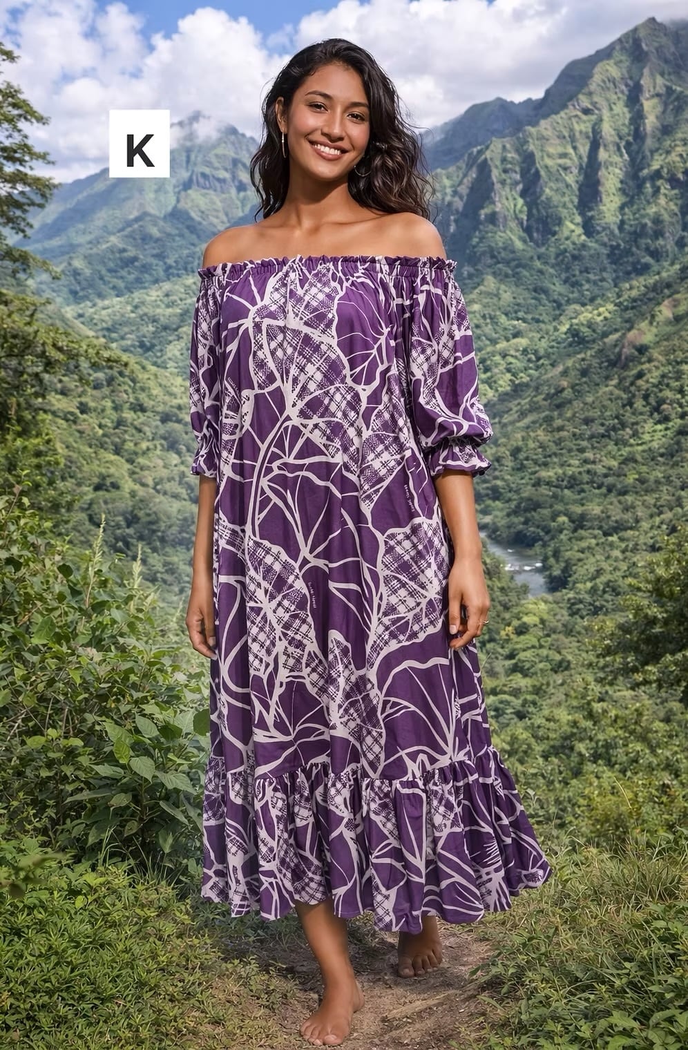 Mālie one piece KK ロイヤルパープル×パウダーピンク