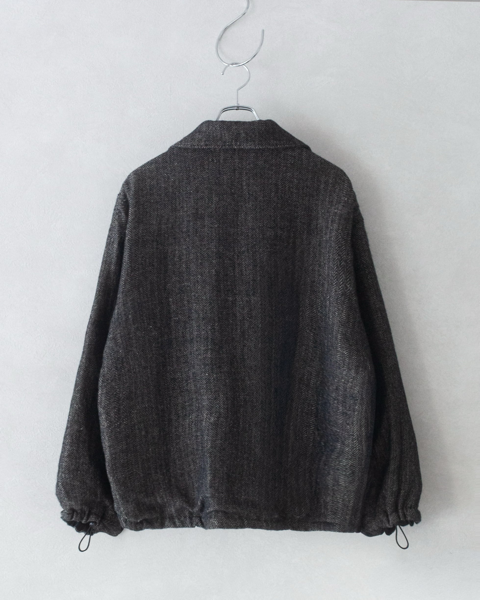 VOAAOV WOOL LINEN HERRINGBONE Blouson BLACK | nua