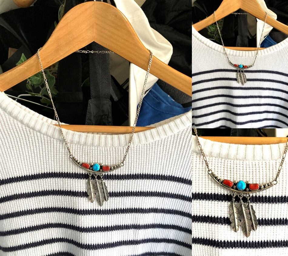 Navajo ナバホ インディアンジュエリー ターコイズ サンゴ トリプル