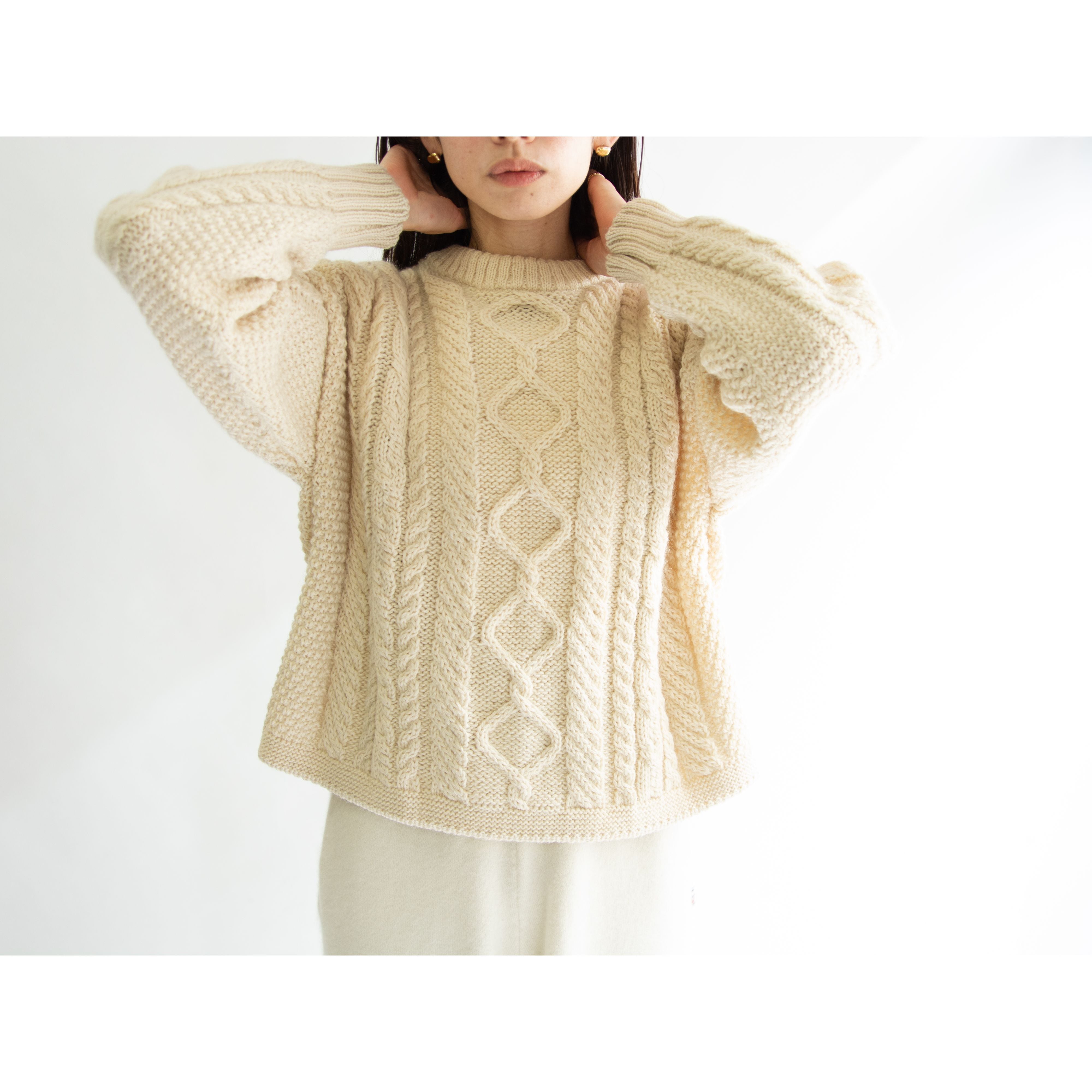 【Guernsey woollens】Made in Guernsey British Isles 100% wool cable knit pullover(ガンジーウーレンズ ケーブルニットプルオーバー セーター)11a