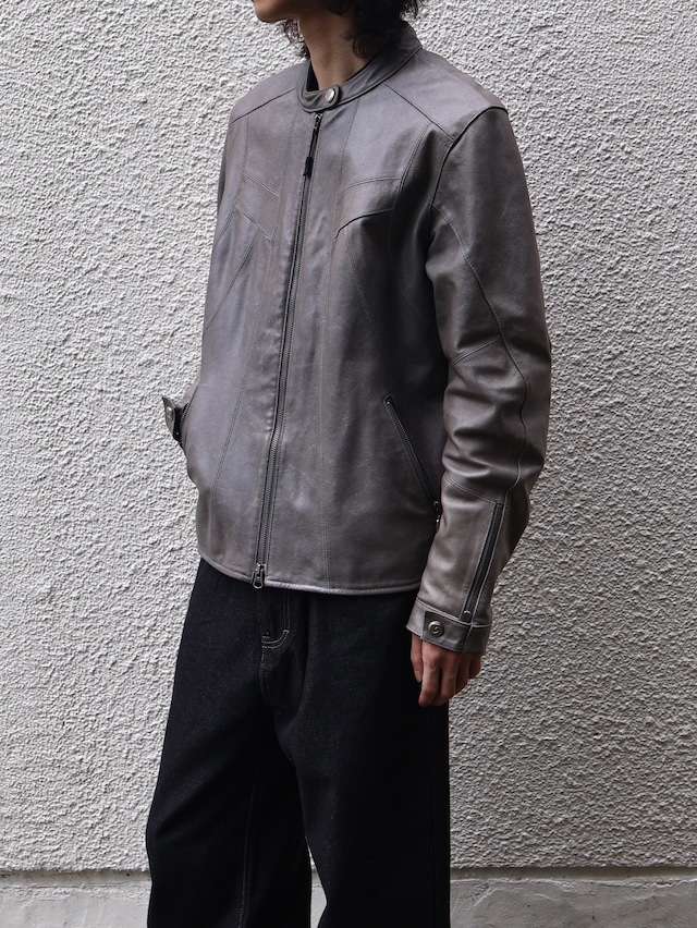 grey racing leather jacket