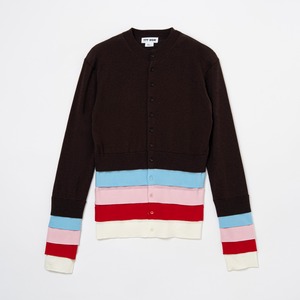 Layered knit cardigan（BROWN）