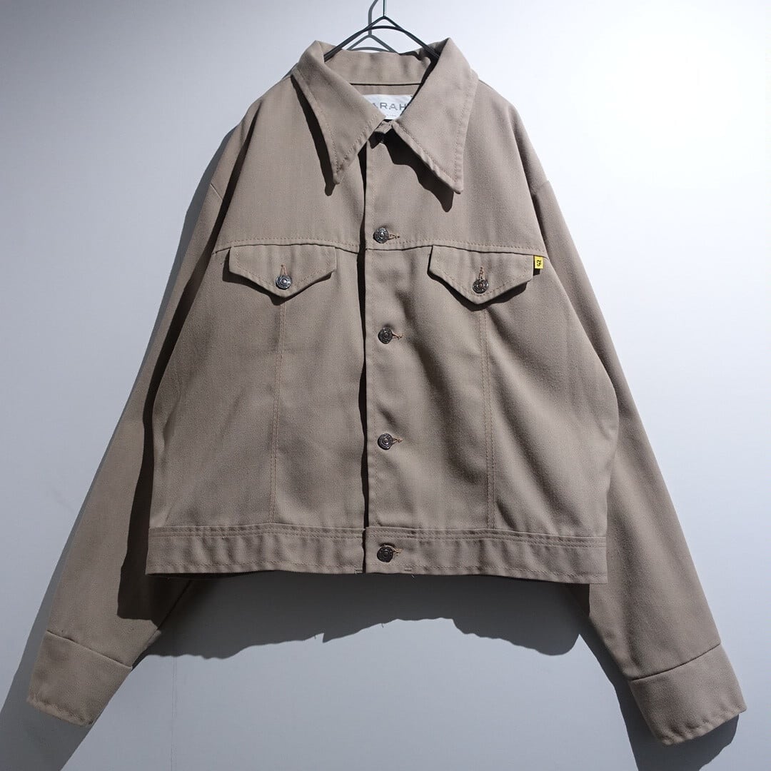 70s “FARAH” Beige Big Collar Very Short Length Trucker Jacket