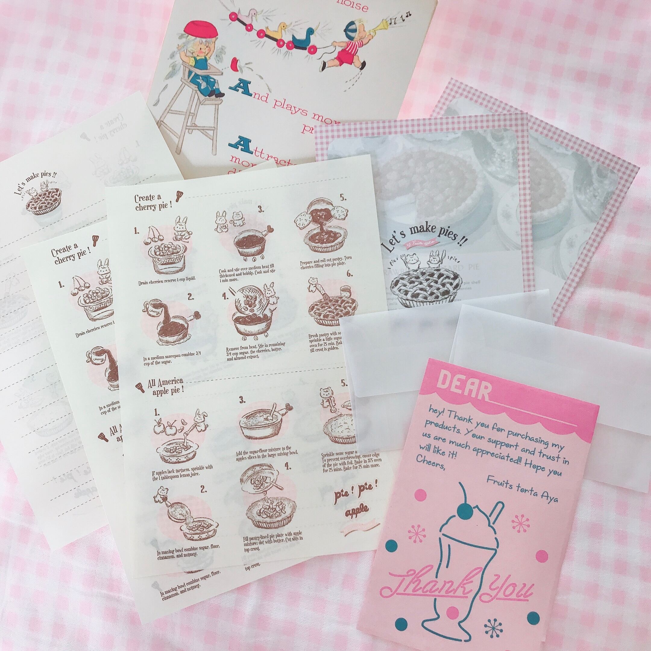 All American Pie Recipe Letter set パイレシピレターセット