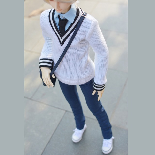 BJD人形用衣装 ブラウス カレッジ风 ライトブルー A101 70+cm/70cm/SD/MSDサイズ人形用/Bears