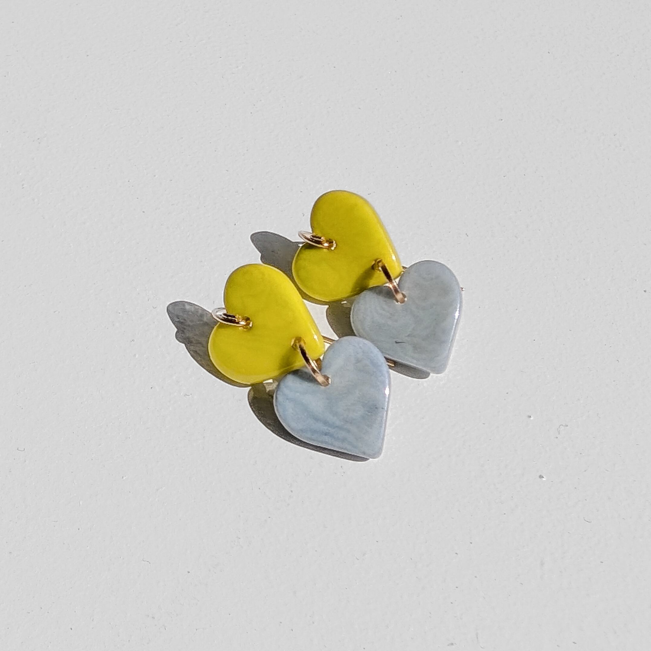 LIMITED34 / 14kgf 2Hearts Tagua Nuts pierced earrings / clip on