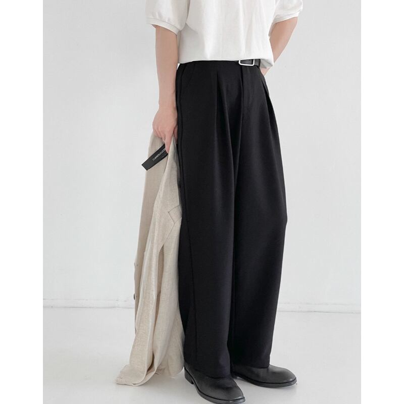 two-tuck wide-leg center press pants mr0326