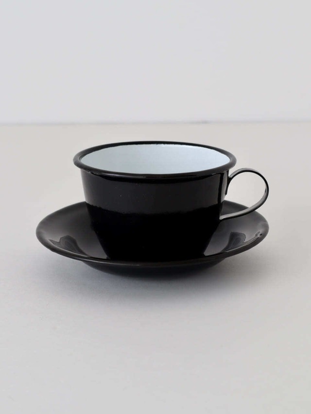 【訳ありセール】琺瑯のカップ＆ソーサー ホーロー 黒 / 【Substandard SALE】Enamel Cup & Saucer Black ZANGRA