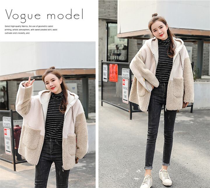 肌触りも柔らかくて凄く暖かい!コー 子羊の毛 ゆったりする 気質 韓国 カレッジ風 トップス