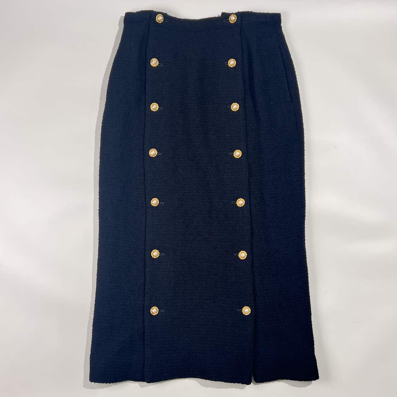 上下 INGEBORG インゲボルグ セットアップ 裏地花柄 金ボタン ウール ダブル ジャケット スカート M/ ネイビー レディース