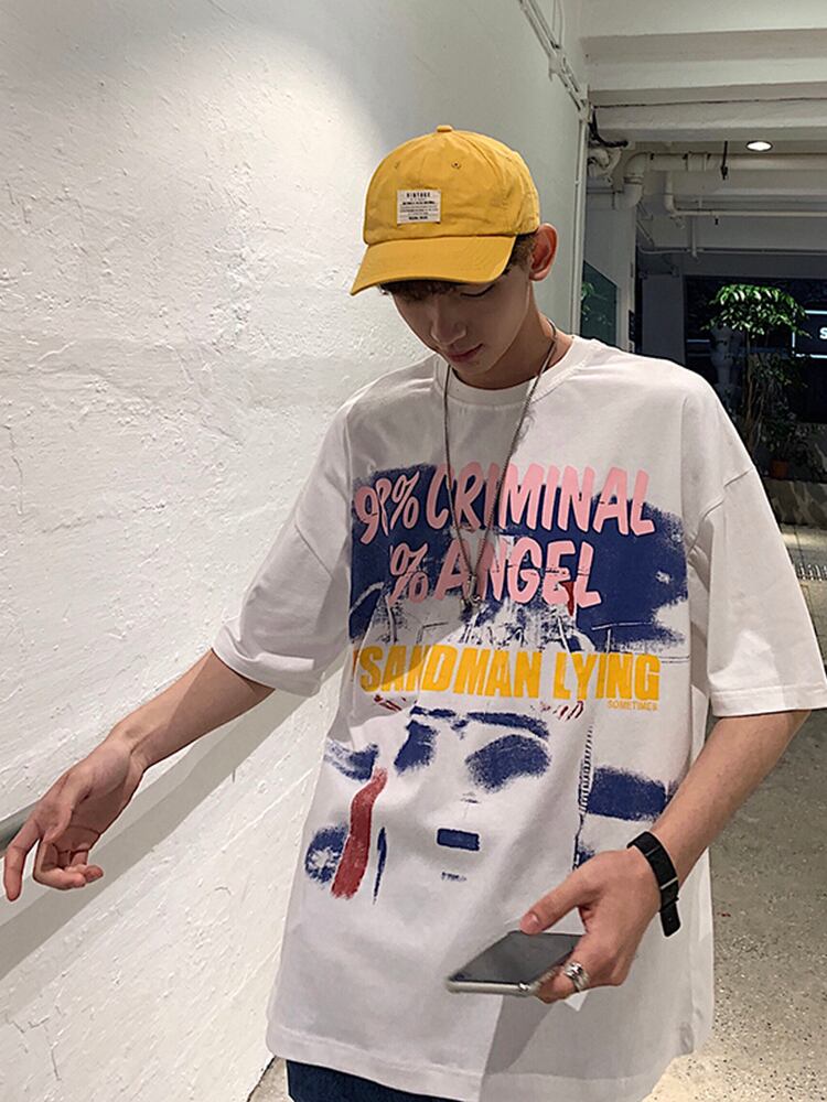 全2色 Tシャツ カットソー プリント カジュアル シンプル