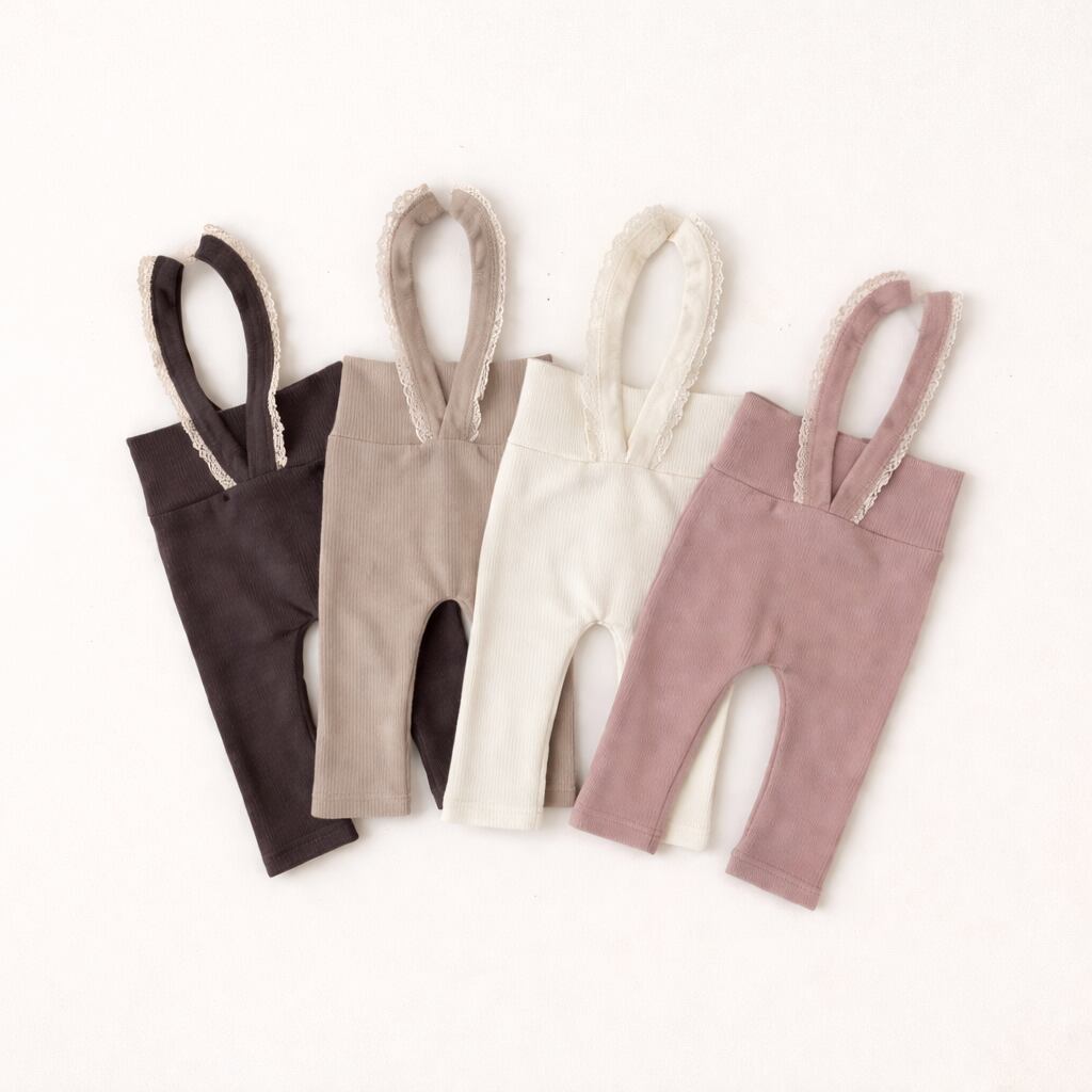 66-100cm|レースサスペンダー付きリブレギンス