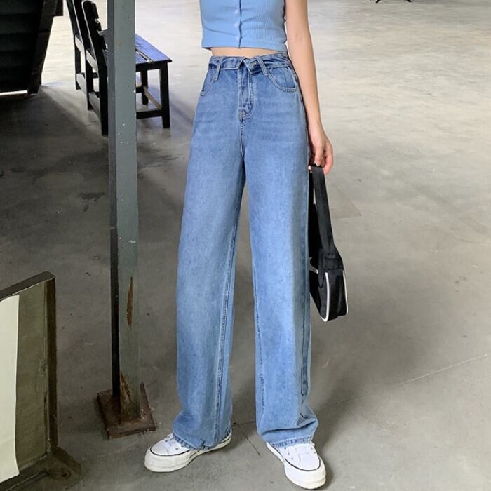 ジーンズ スプリングオータムハイウェストウェストスリムワイドレッグパンツ ルーズロング 春物 秋物 ワイドパンツ 1号婦人19052811809