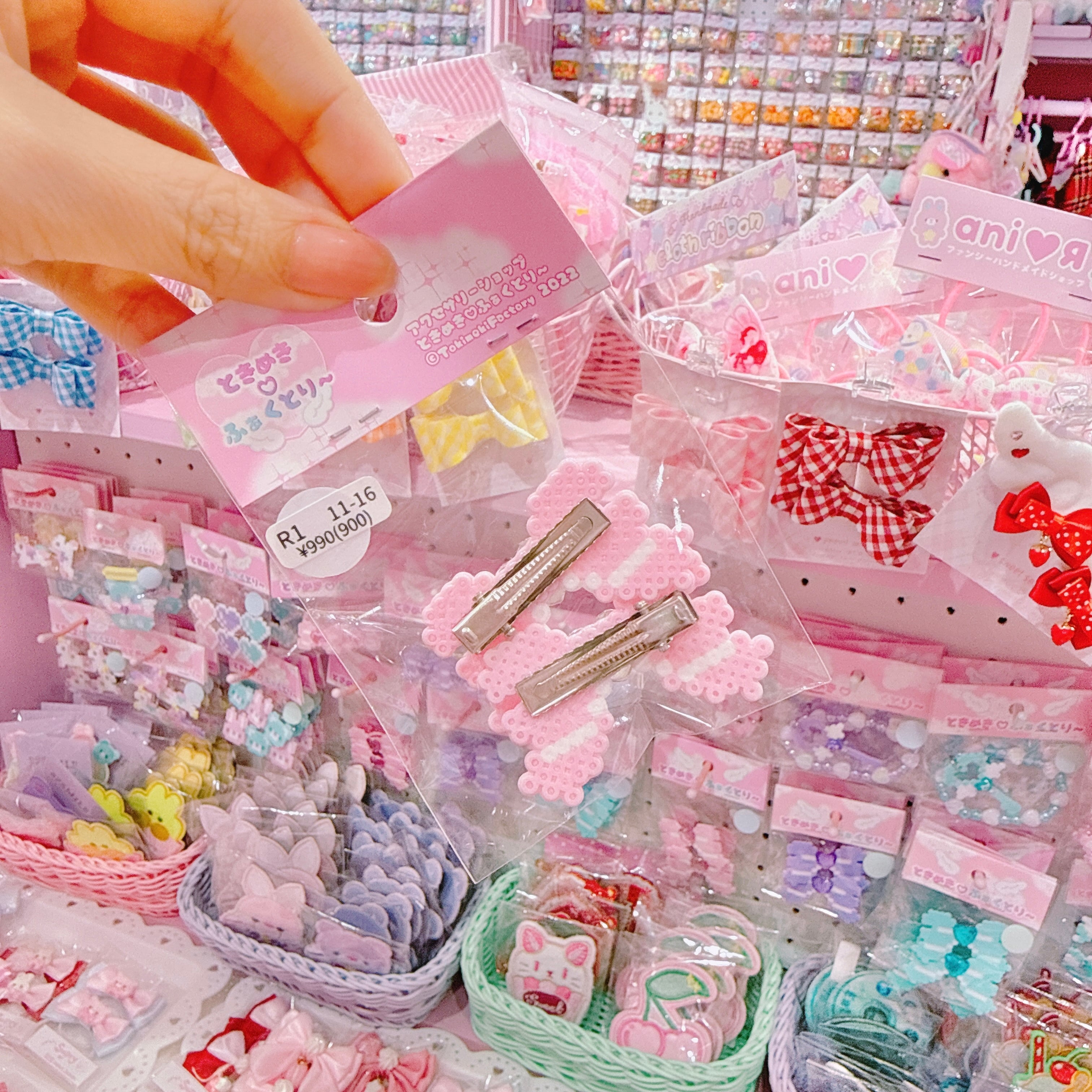 【R1】11-16ハートリボンツインヘアクリップ