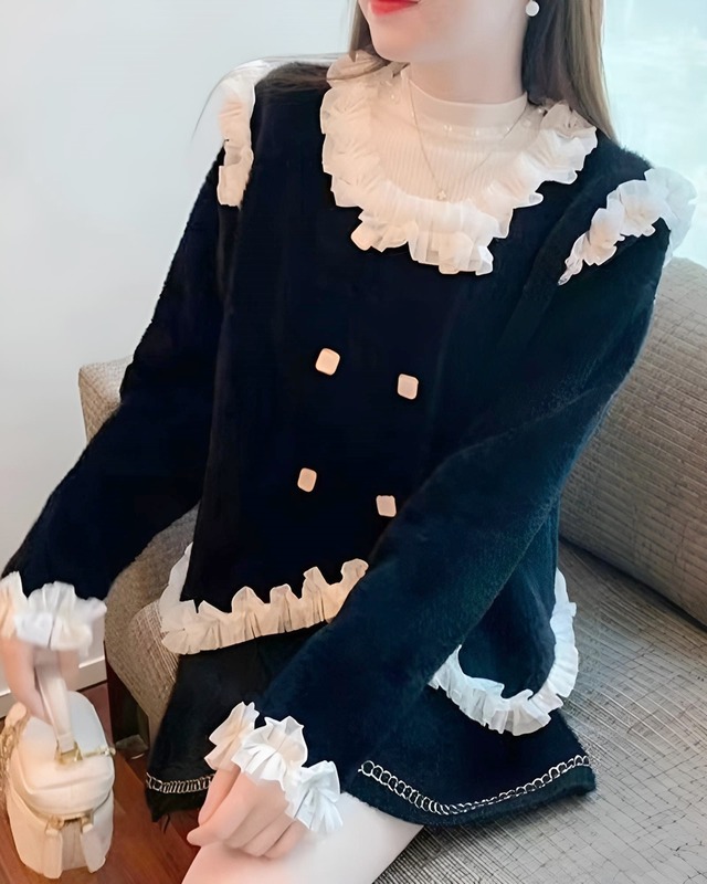 フェイクミンクフリルカーディガン（2 colors）　24W11002