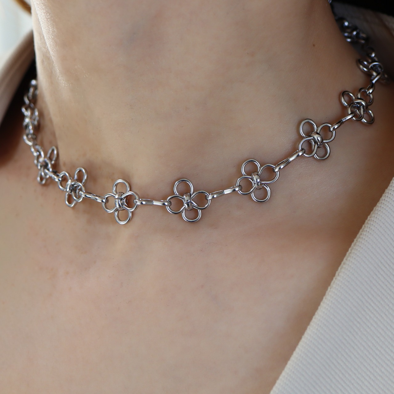 再入荷*stainless blossom choker necklace