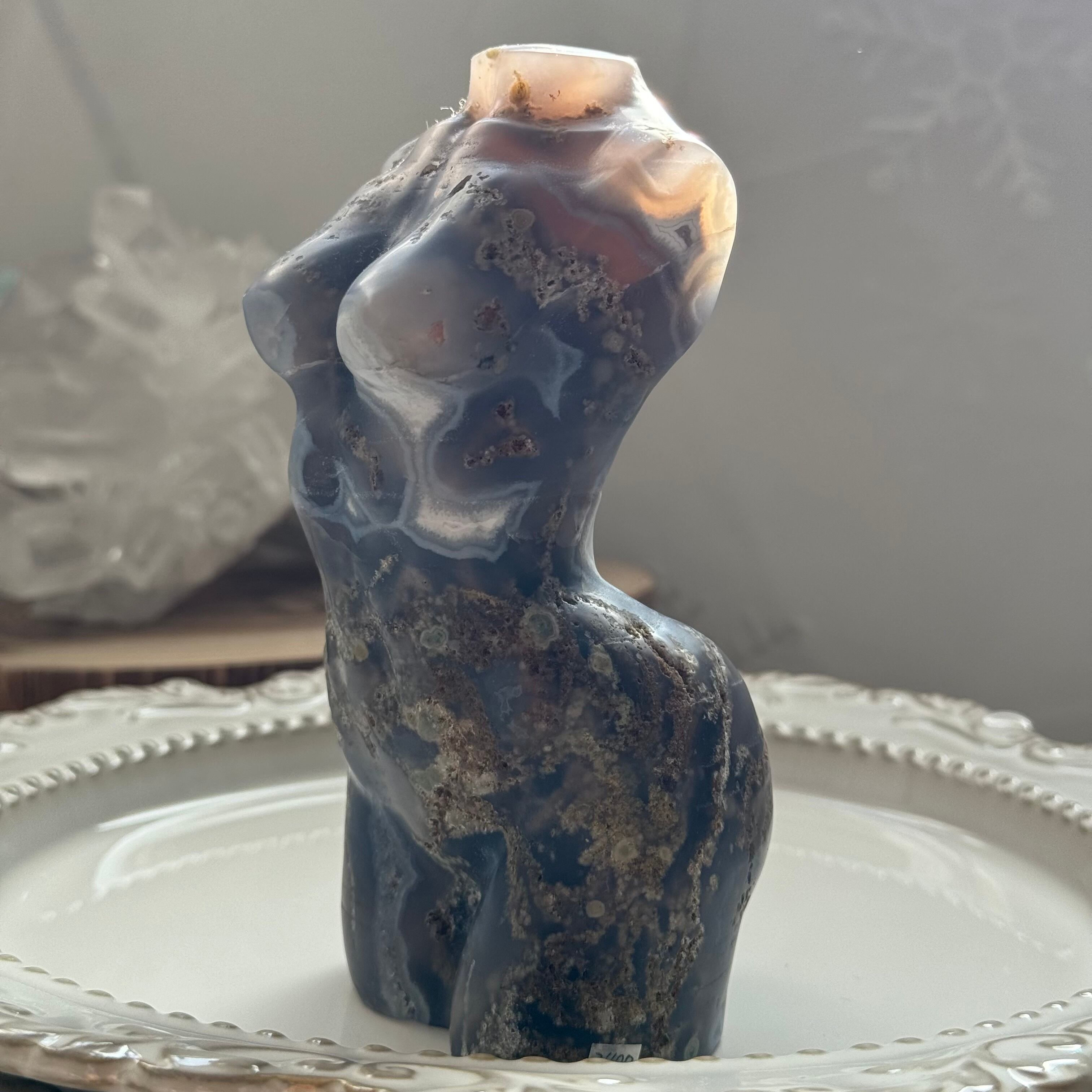 パープルモスアゲートボディ＊231165＊天然石カービング＊トルソー