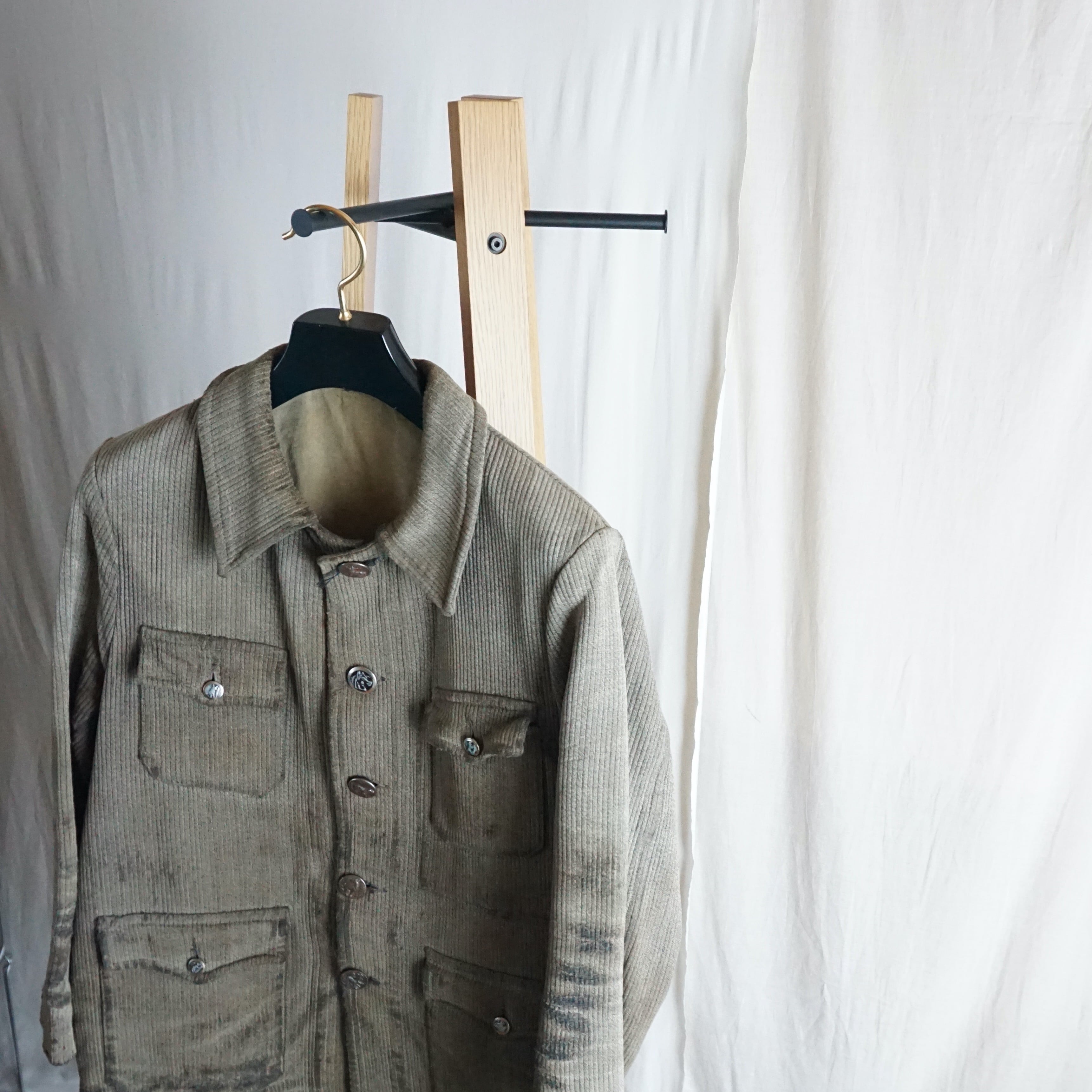 フランス コットンピケ 動物ボタン ハンティングジャケット 40's