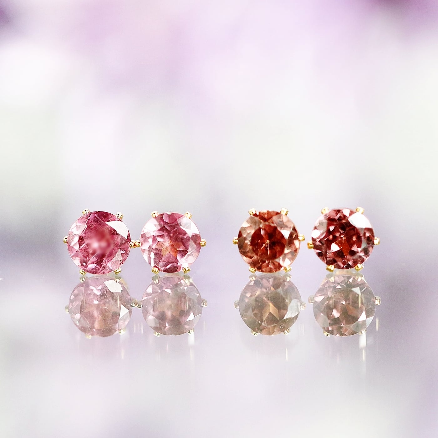 超希少！非加熱 天然ロゼカラージルコンのひと粒ピアス｜数量限定