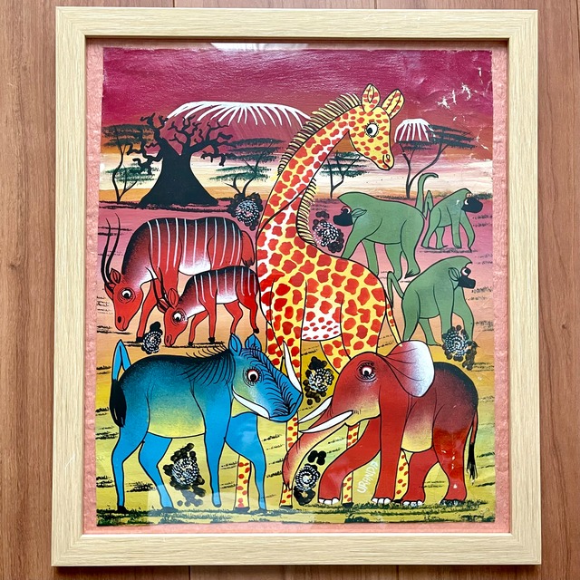 格安sale品✨✨ティンガティンガアート　サービスフレーム付き　原画 【傷あり】　34×28.5cm  T-ym6