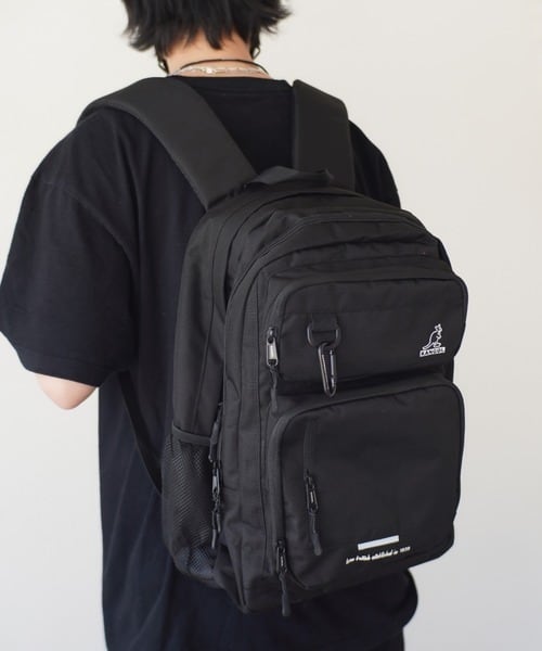 KANGOL (カンゴール) フロントポケット 多機能 リュック バックパック KGSA-BG00196 ブラック | FAITH powered by BASE