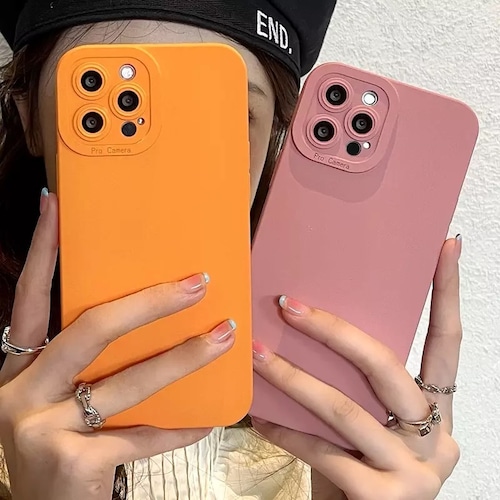 送料無料【予約商品】　(0098）　シンプル　ピンク　オレンジ　グリーン　ブラウン　くすみカラー　　   iPhoneケース　スマホケース　ハンドストラップ