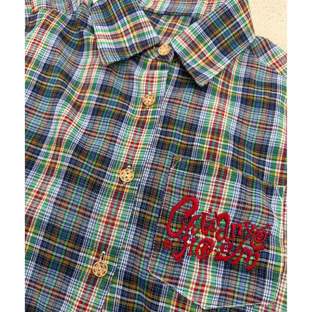 multicolor check short-sleeve shirt　マルチカラーチェック柄半袖シャツ　J2011
