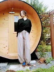 クロスデザインニット　ブラック