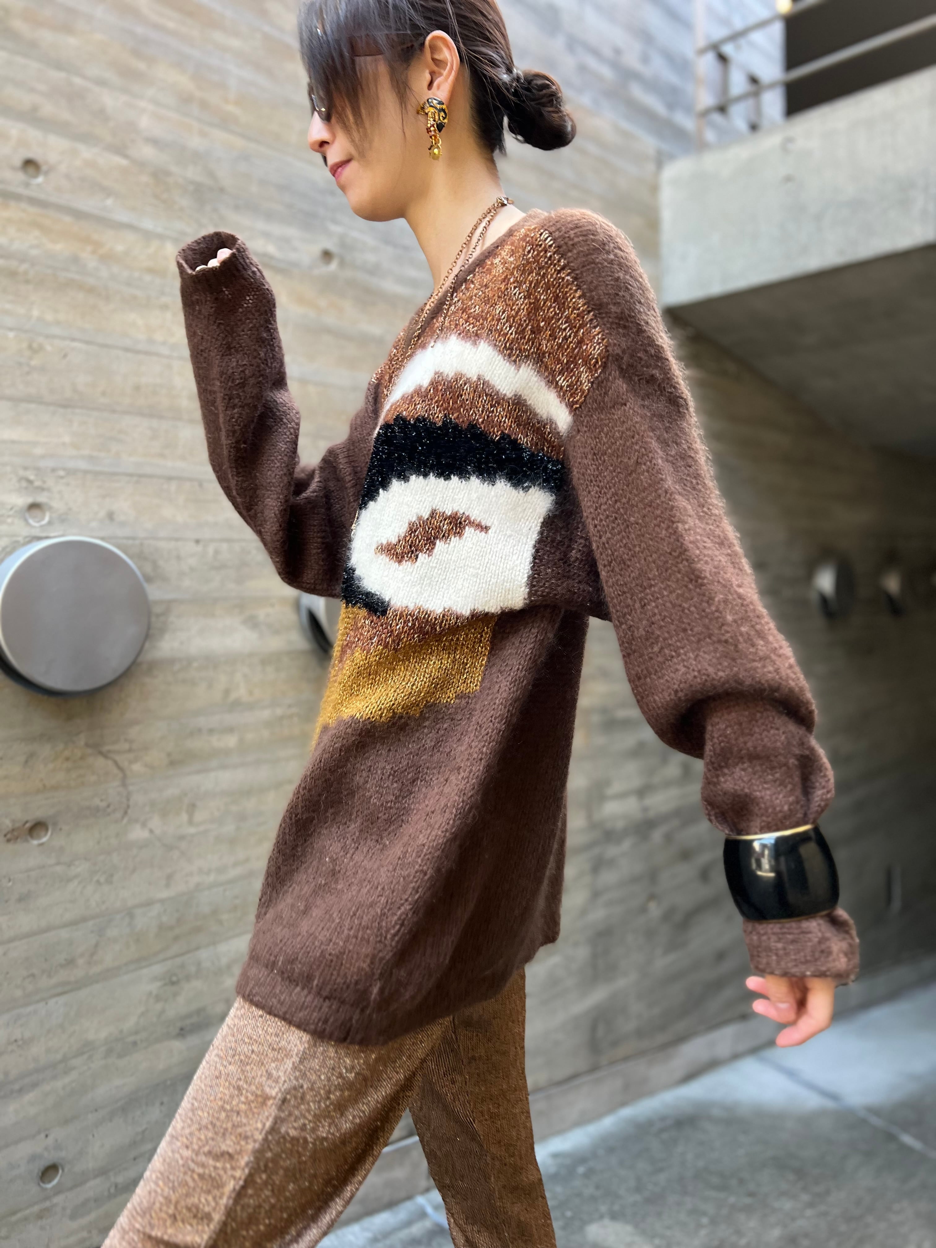 80s Mocha brown × mohair sweater ( ヴィンテージ モカブラウン