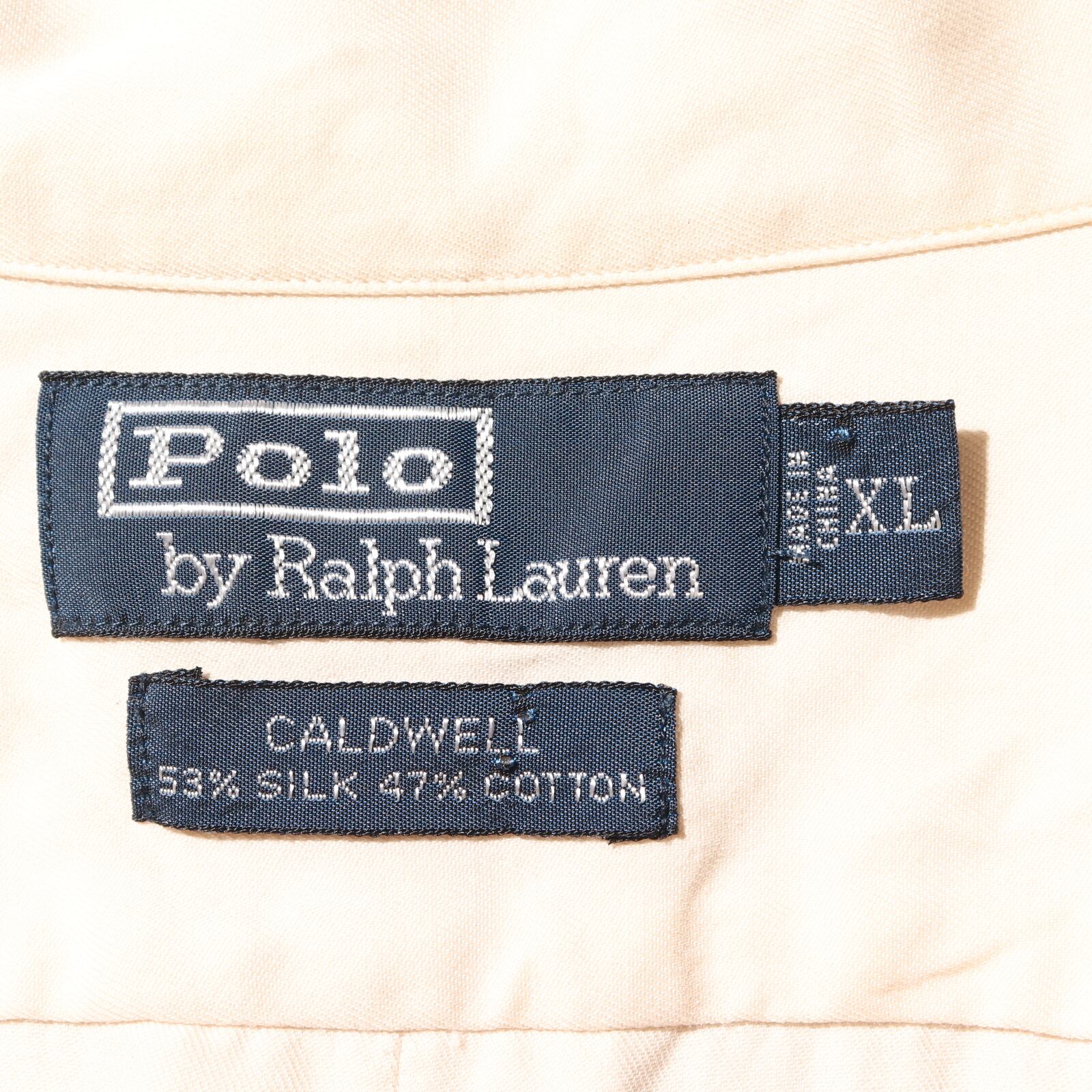XL 完全無地 シルクコットン 生成り白 Caldwell ポロラルフローレン 