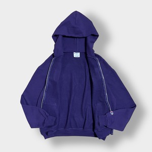 Champion スウェット ジップアップ フルジップ パーカー HUNTER 刺繍ロゴ フーディー L パープル チャンピオン us古着