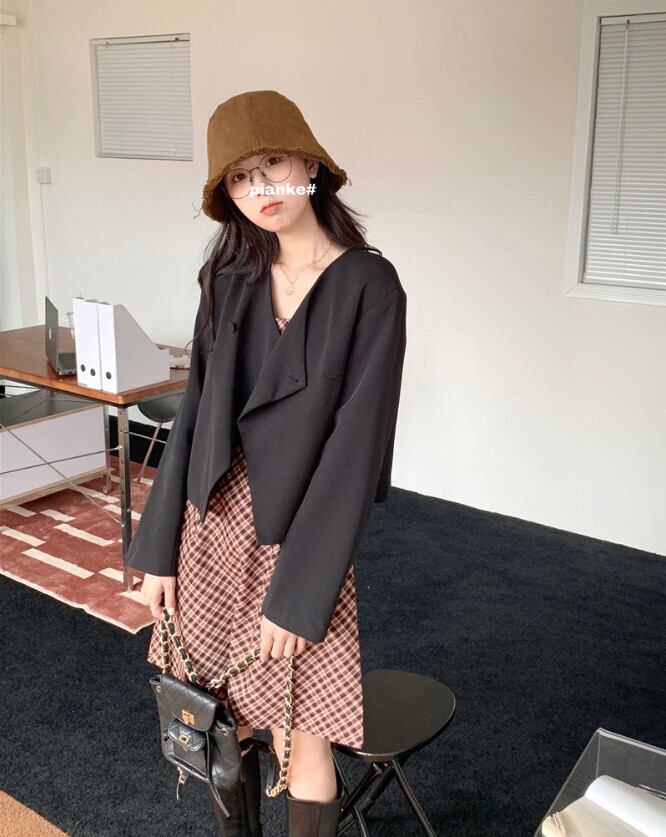 オータムショートスタンダードドレス レトロ ストリート 秋物 モンロー5589079067