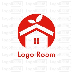 No801 シンプルな住宅のロゴ【赤、円形、家、住宅、シンプル、明るい、親しみ、不動産、リフォーム、建設、住宅、暮らし、ショップ】